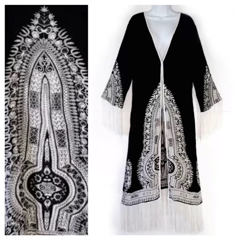 RAGA Anthropologie Kimono Fringe Cover Up Duster
